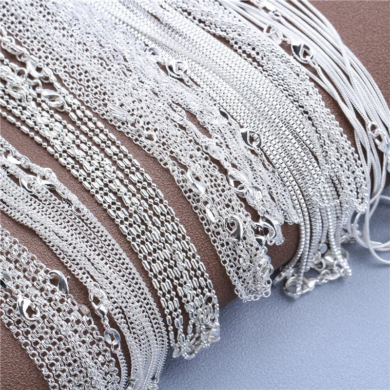 peça 925 prata esterlina 16-30 polegadas rolo contas figaro corrente colar para homens mulheres 9 designs